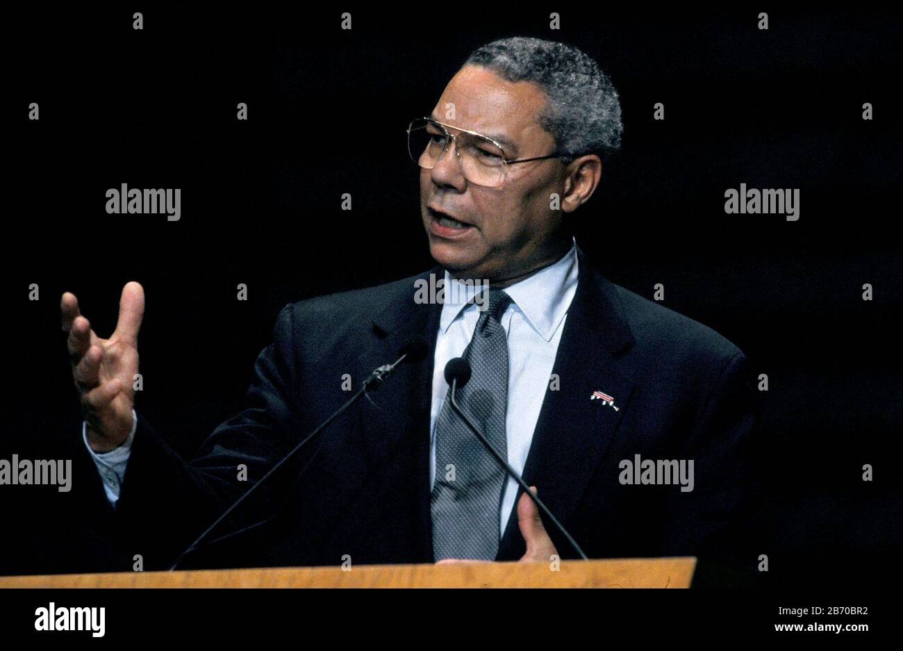 San Antonio, Texas USA:  Colin Powell promoting volunteerism at the 'Texas Challenge' rally. ©Bob Daemmrich Stock Photo