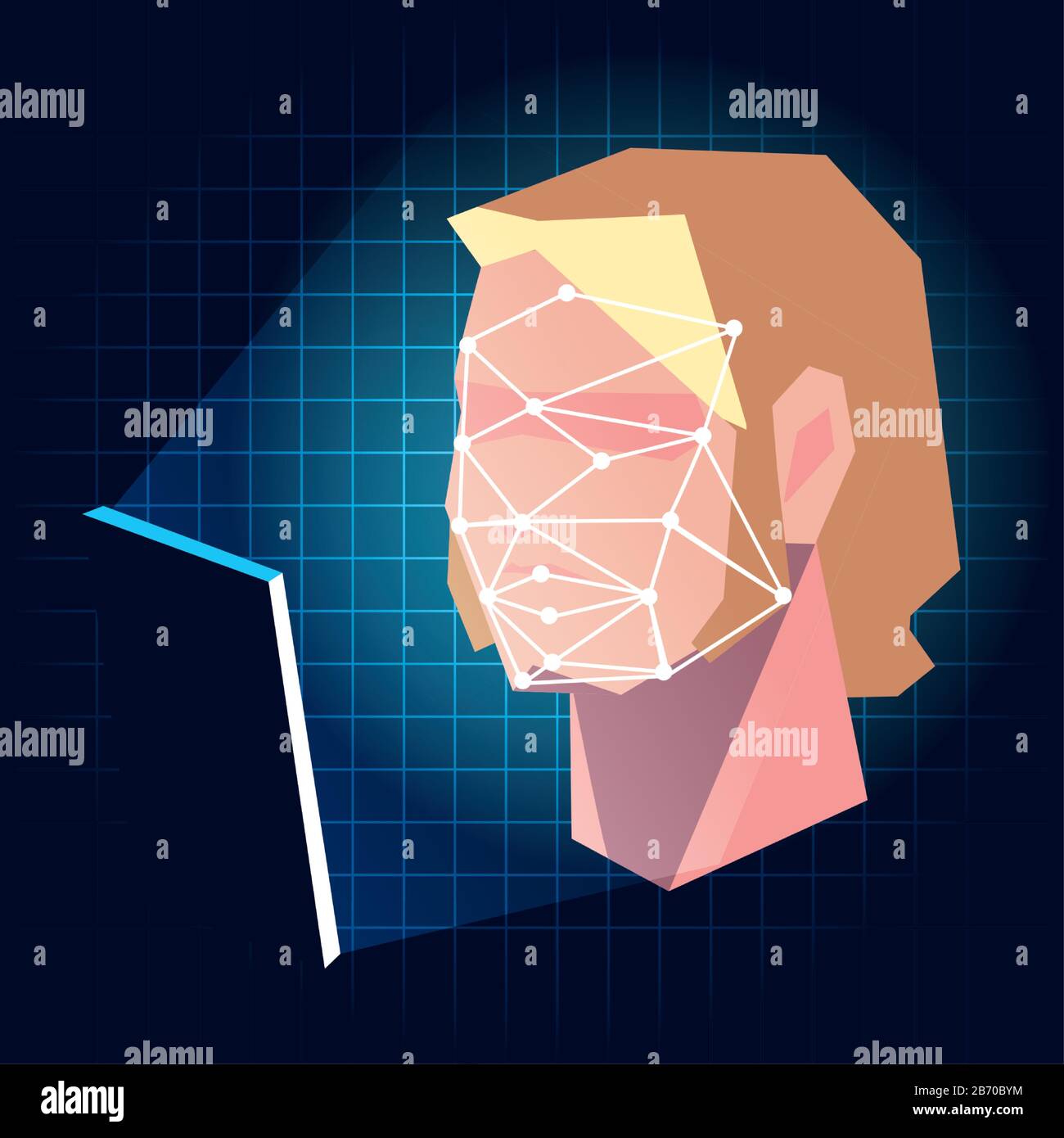 smartphone scans a man face, mobile app for face recognition vector ...