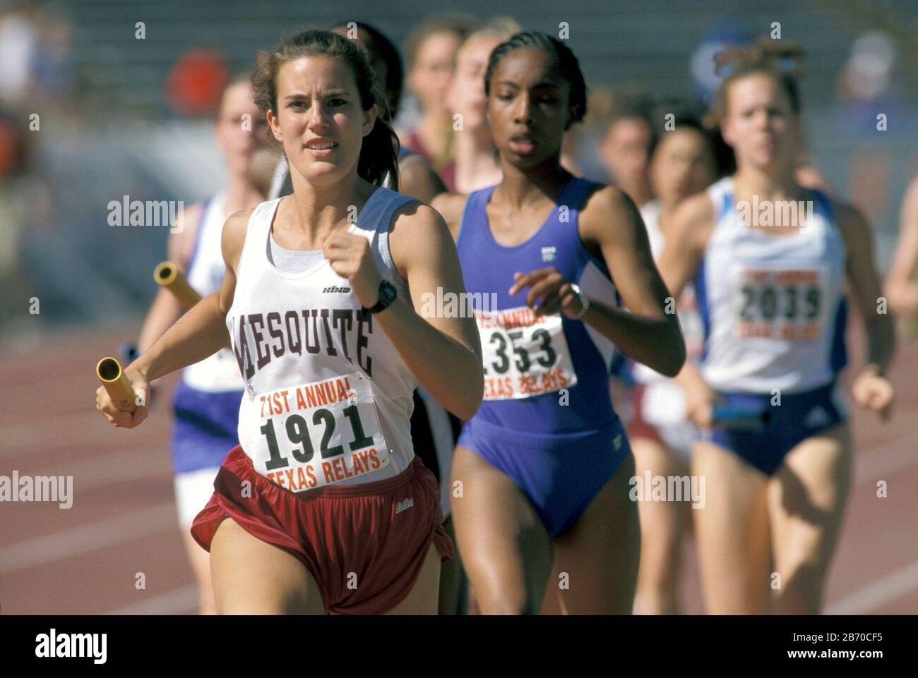 Austin Texas USA, 1998 High school girls' track & field; pack of 800