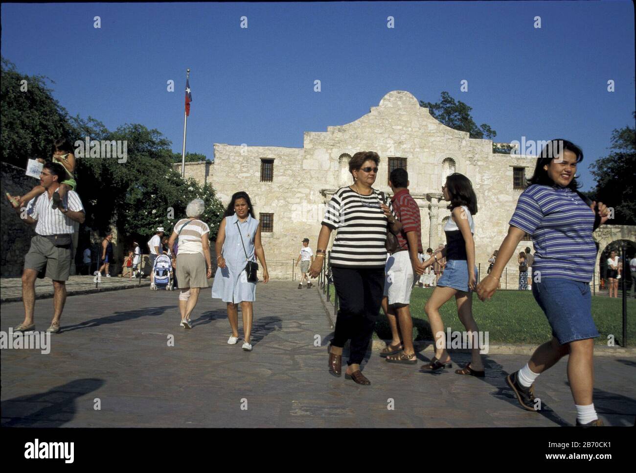 San Antonio, Texas USA Tourists visit the Alamo, shrine of battle for