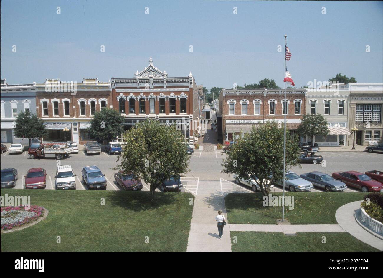 Albia, Iowa USA, 1998 Historic district and courthouse in small town