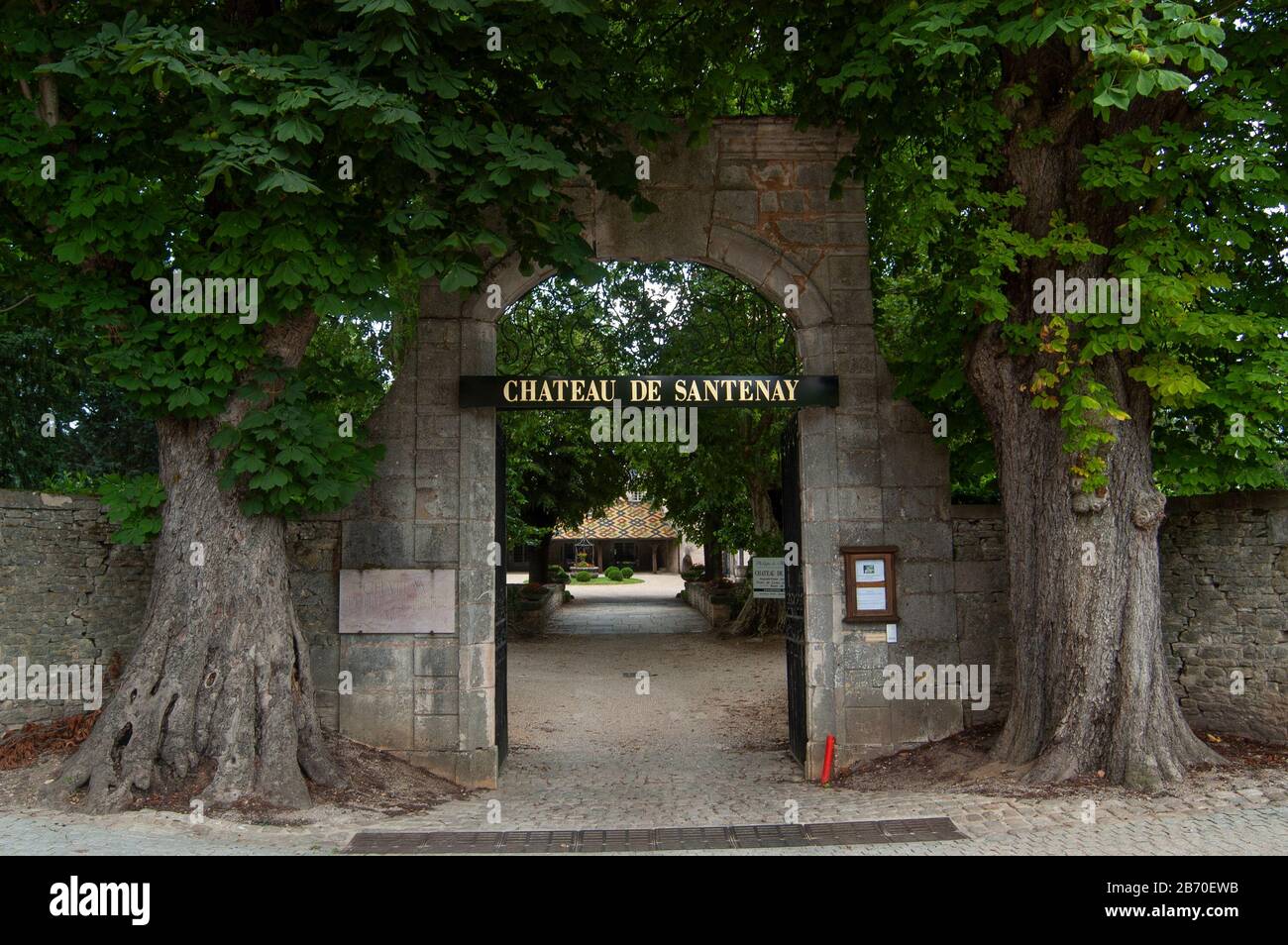 Entrance to Santenay Chateaux, France. Stock Photo