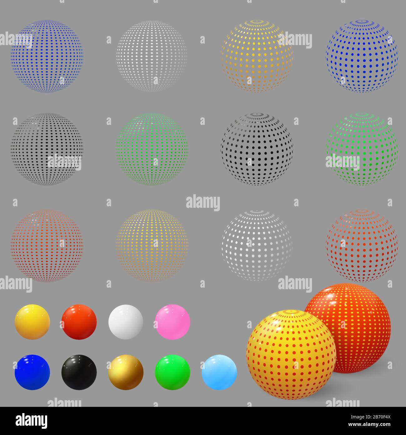 Realistic 3d spheres. Set of bubbles. Textured ball Stock Vector Image
