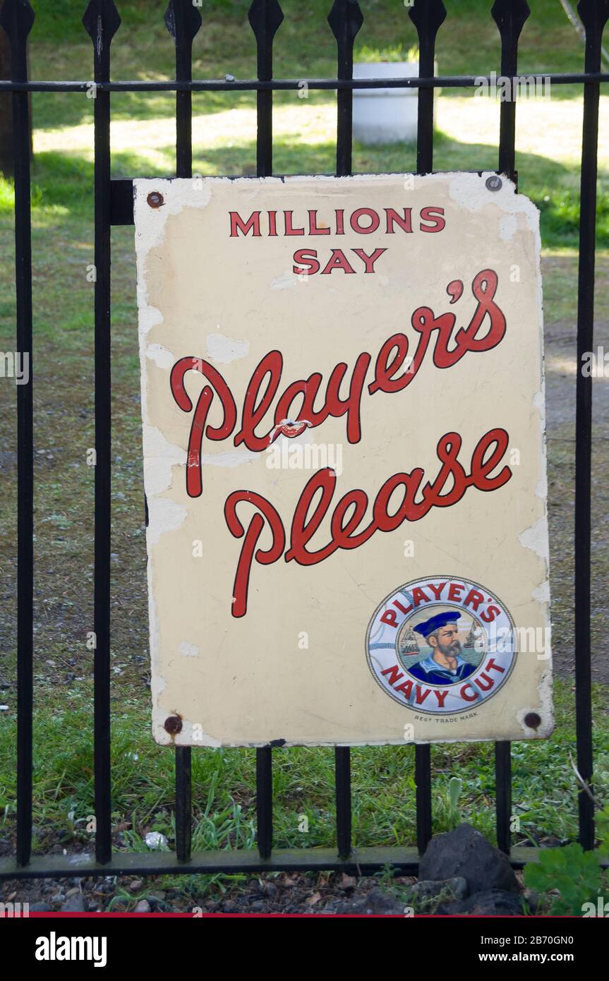 vintage players please enamel sign Stock Photo