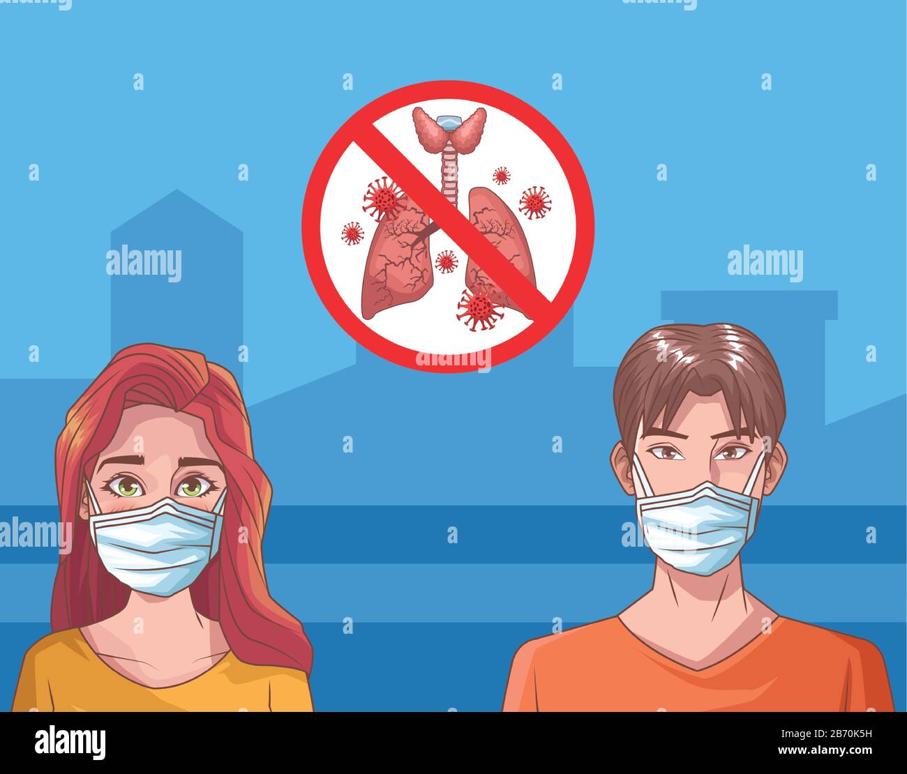 couple sick in corona virus scene Stock Vector