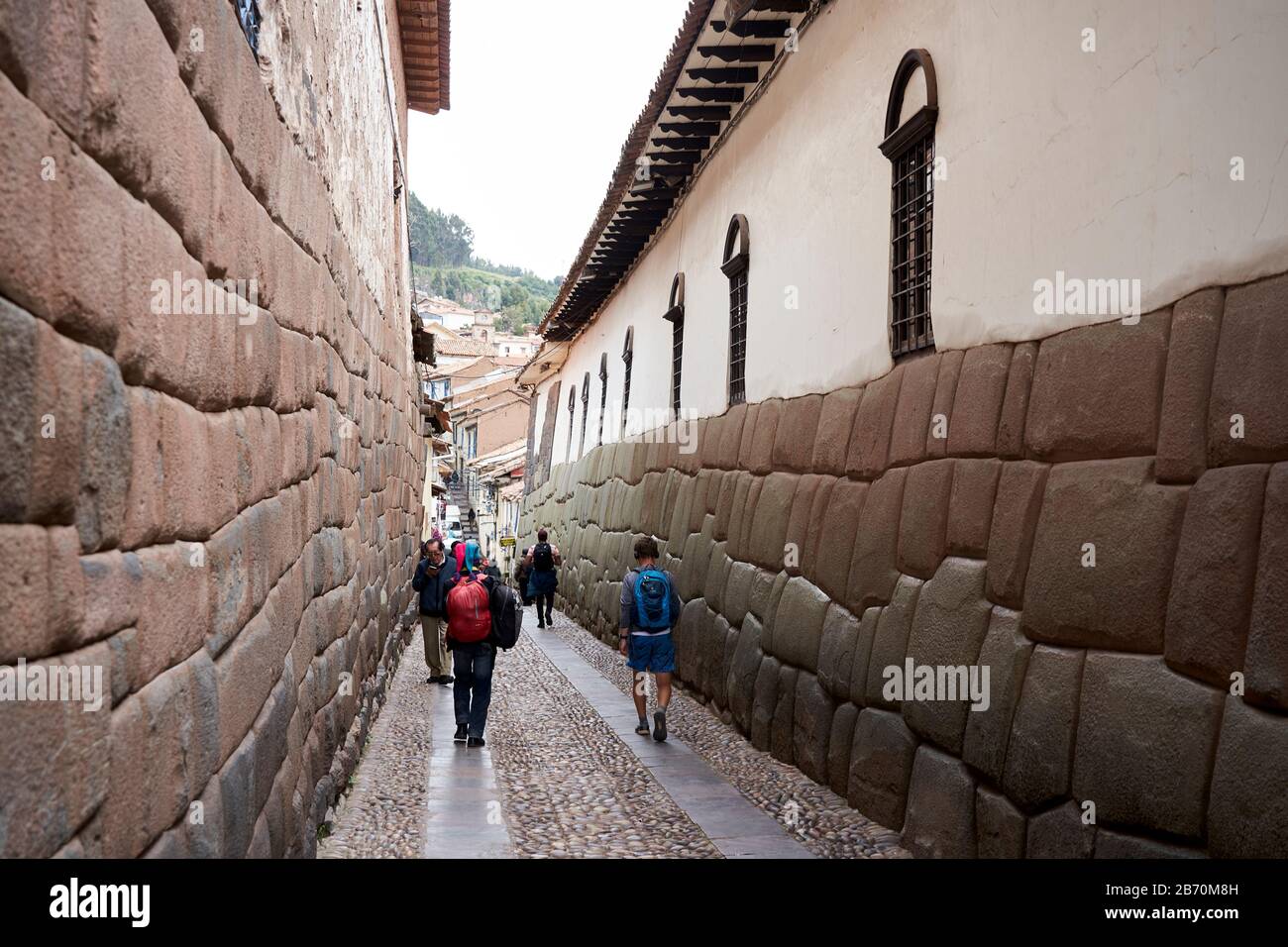 Hatun Rumiyoc street off Plaza de Armas de Cusco, Peru Stock Photo