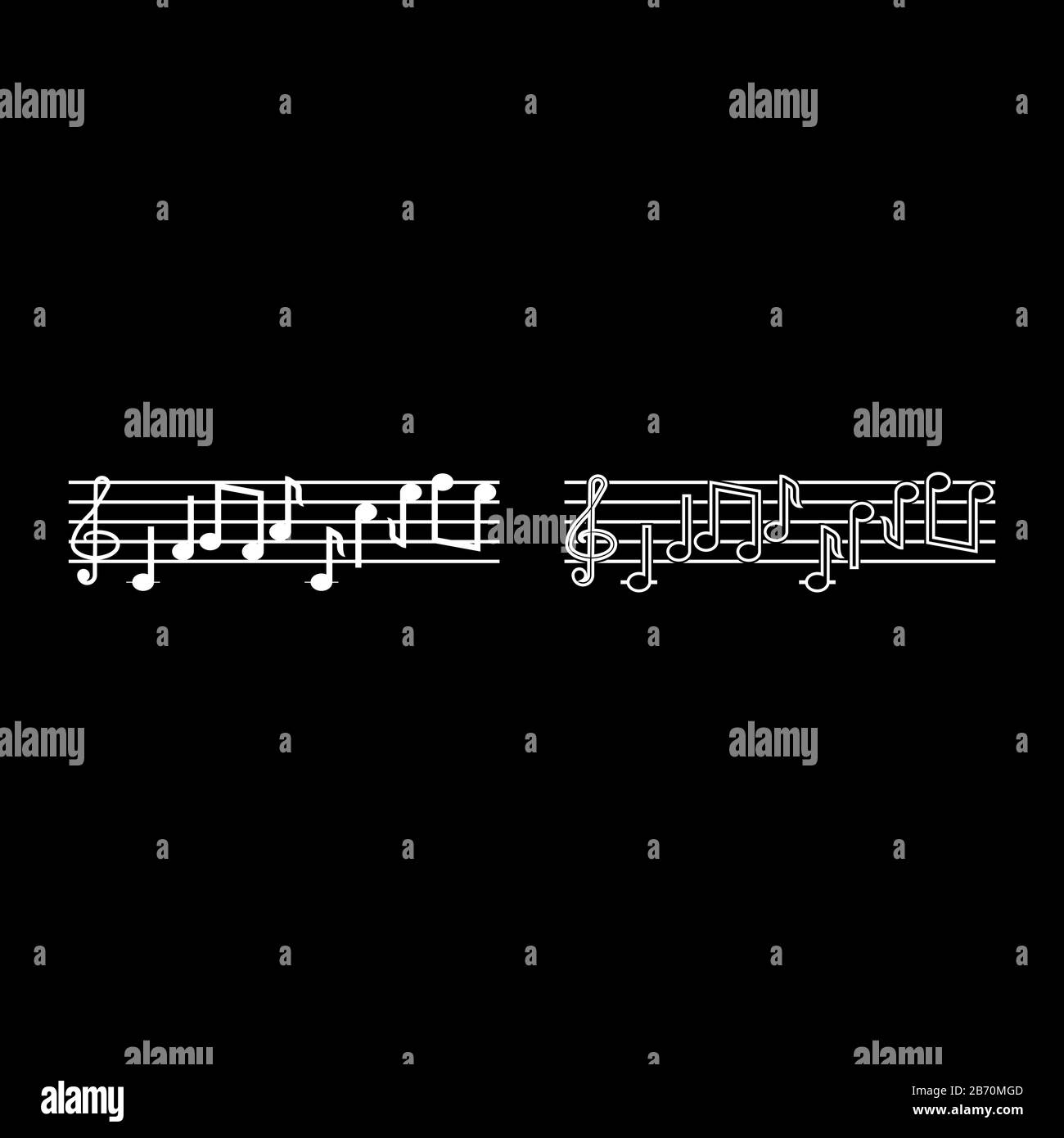 Note fret Notes icon outline set white color vector illustration flat ...