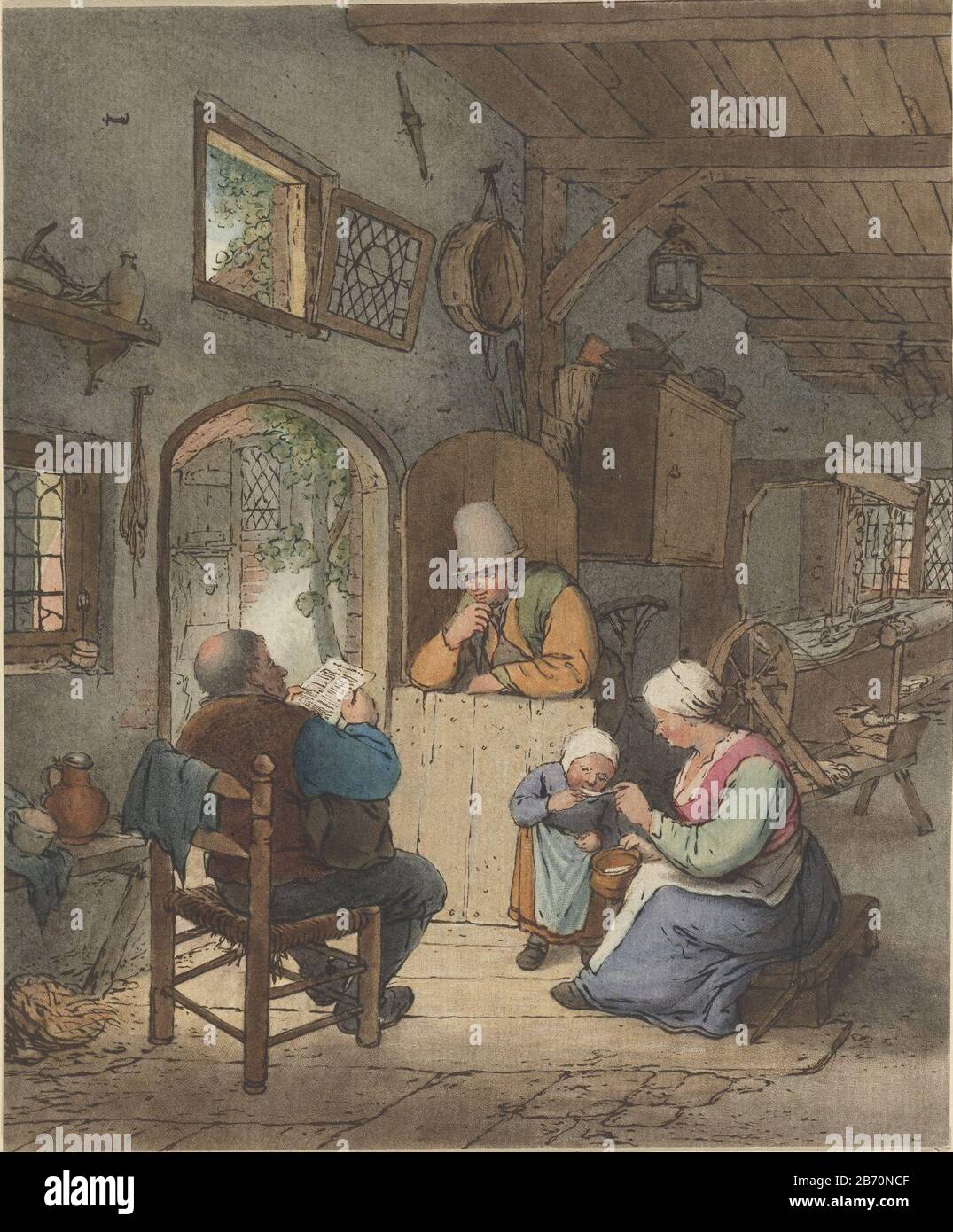 Krantlezer In Interieur In An Interior Reading A Newspaper Man And
