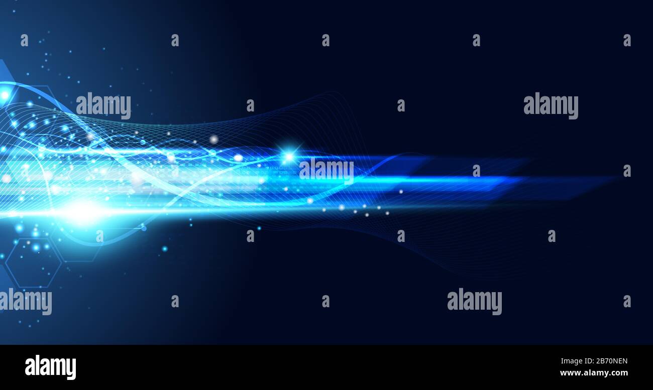 Abstract technology hi tech background concept speed movement motion blur moving fast in the light for template design dark blue .Vector illustration Stock Vector