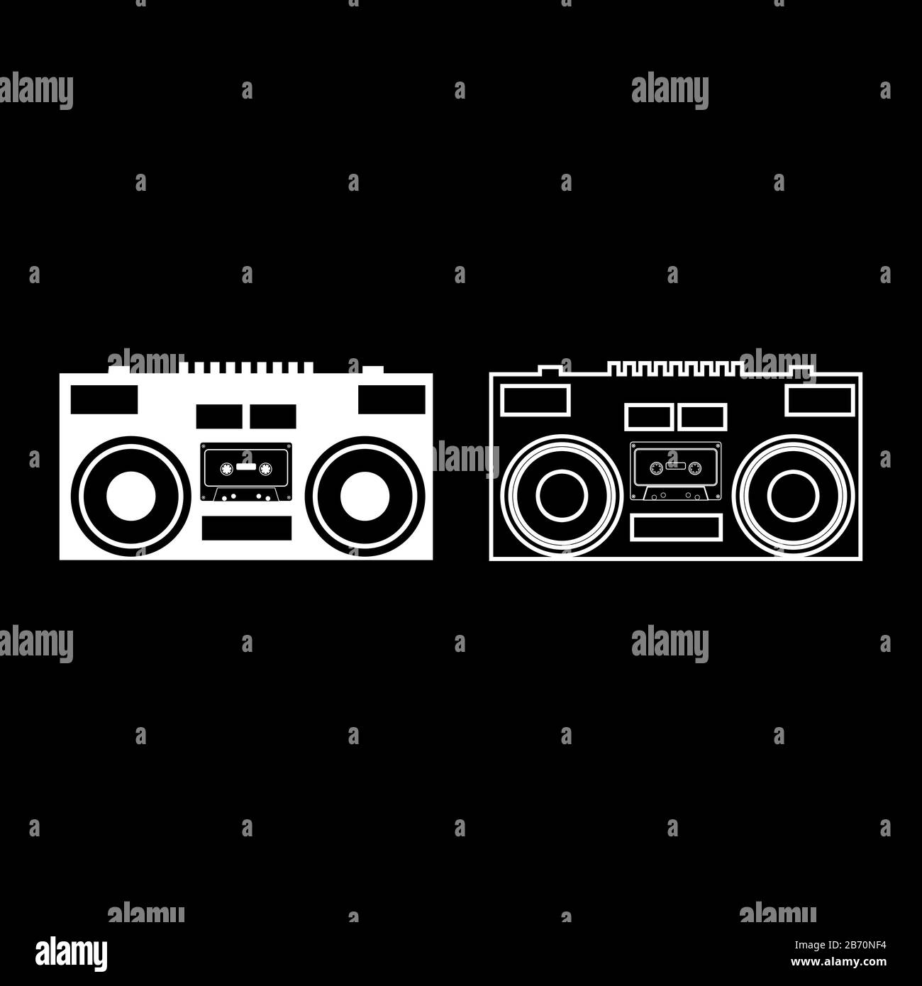 Cassette recorder Mobile stereo music icon outline set white color vector illustration flat style simple image Stock Vector