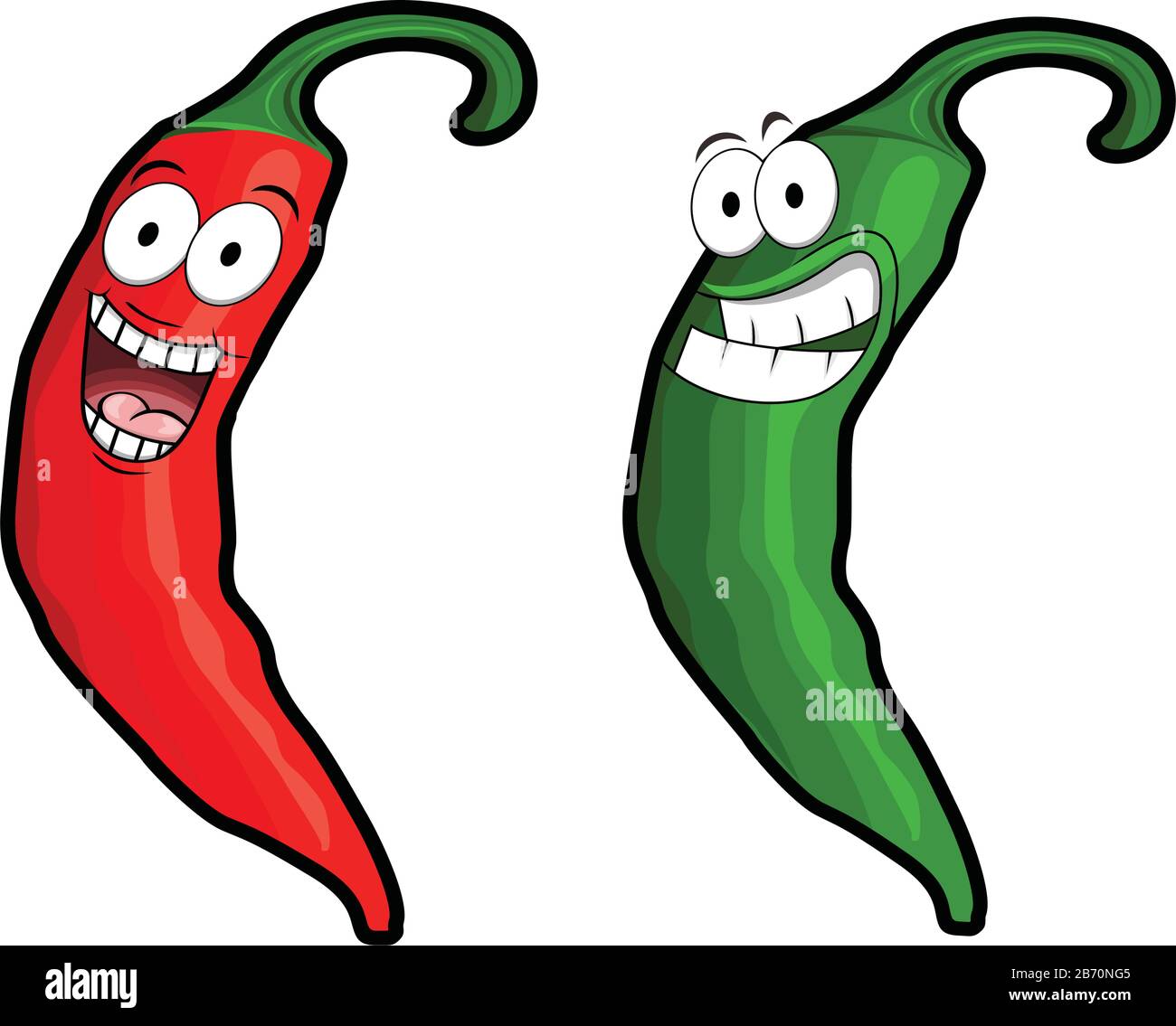 Vector illustration of funny chilli , cartoon red and green chilli vector illustration for logo purposes Stock Vector