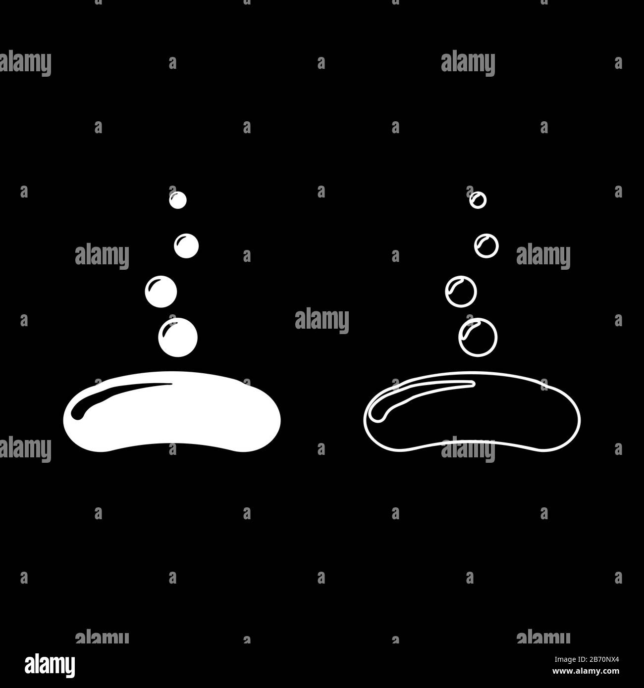 Soap with bubbles view bar icon outline set white color vector ...