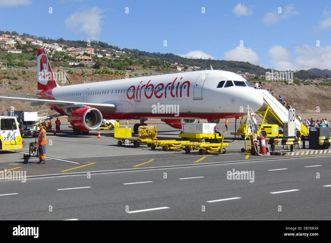 Funchal, Madeira, Portugal - 08-30-2012 airberlin, Air Berlin bording plane in funchal Stock Photo