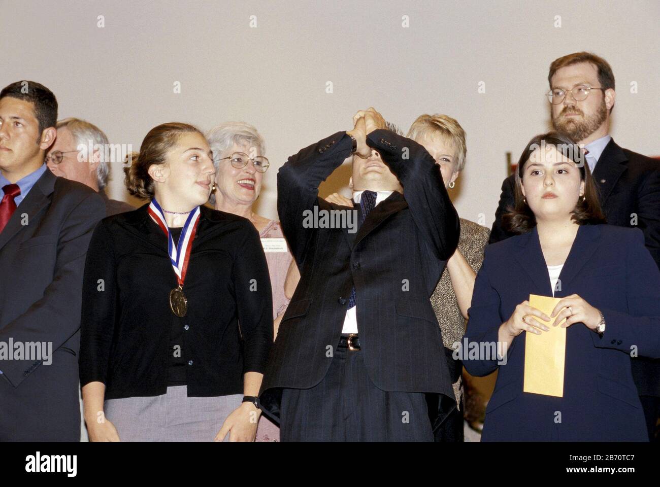 Austin, Texas USA: Participants react as winner's name is announced at a high school academic competition.  ©Bob Daemmrich Stock Photo