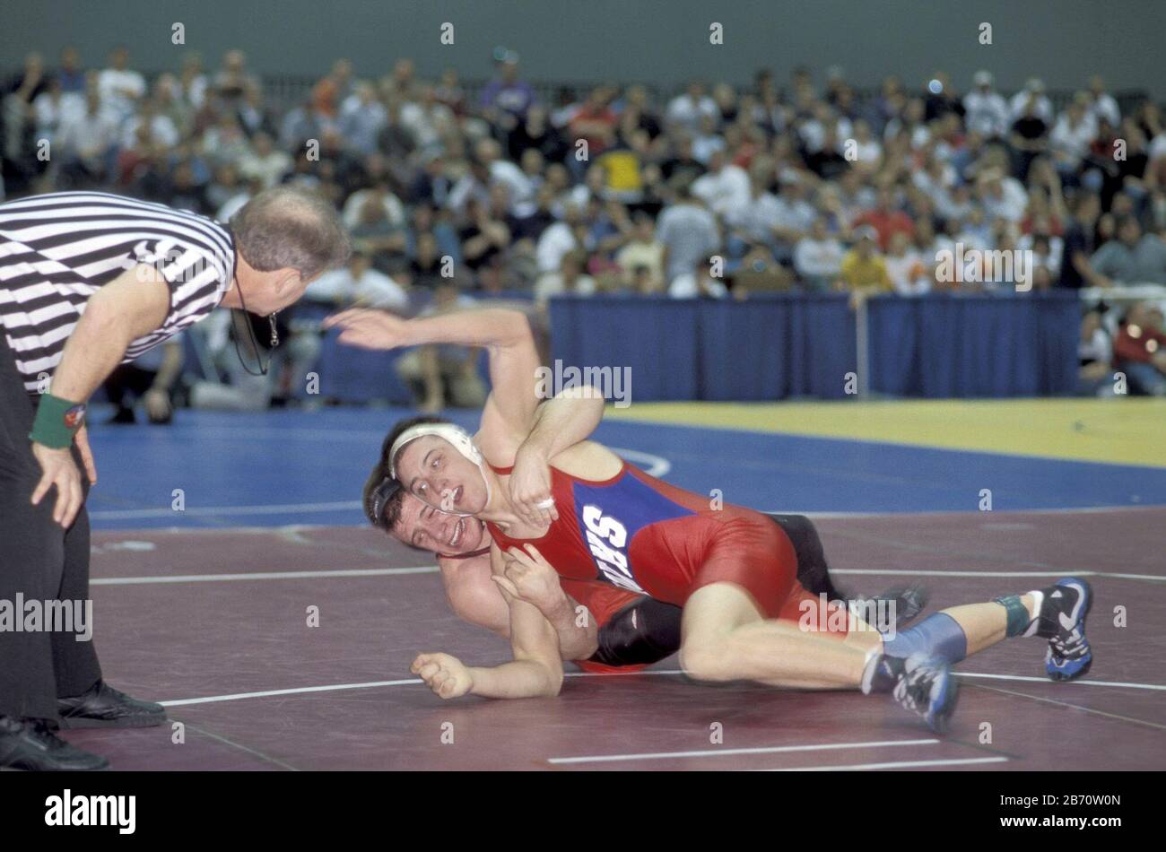 Austin, Texas USA, 2002 Competitors at boys high school wrestling