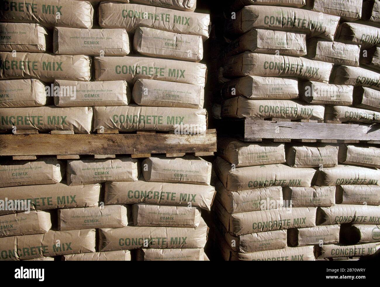 Austin Texas USA Bags of concrete mix on display at building supply