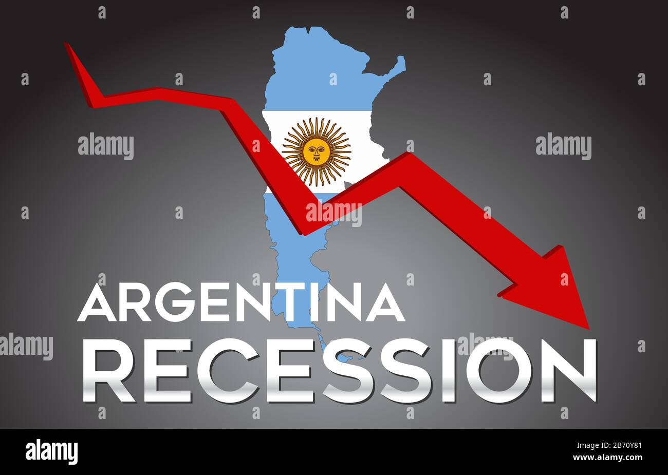 Map of Argentina Recession Economic Crisis Creative Concept with