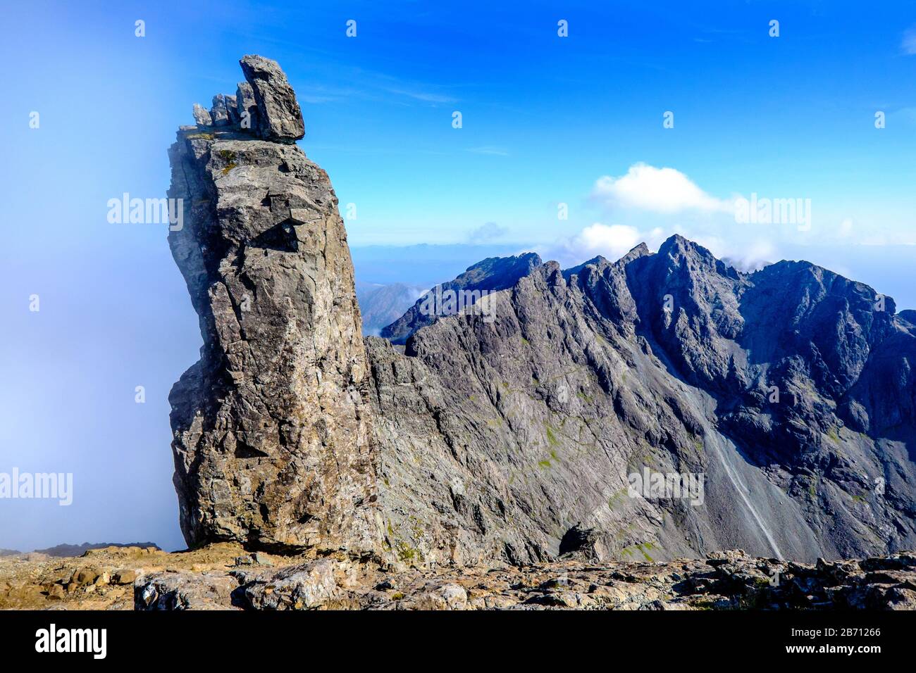 The Inaccessible Pinnacle (Inn Pin ) in the Cuillin mountains, Isle of Skye, Scotland Stock Photo