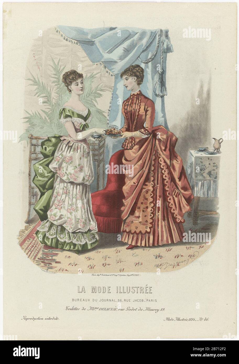 Two Women In An Interior Dressed In Dresses With Eased According