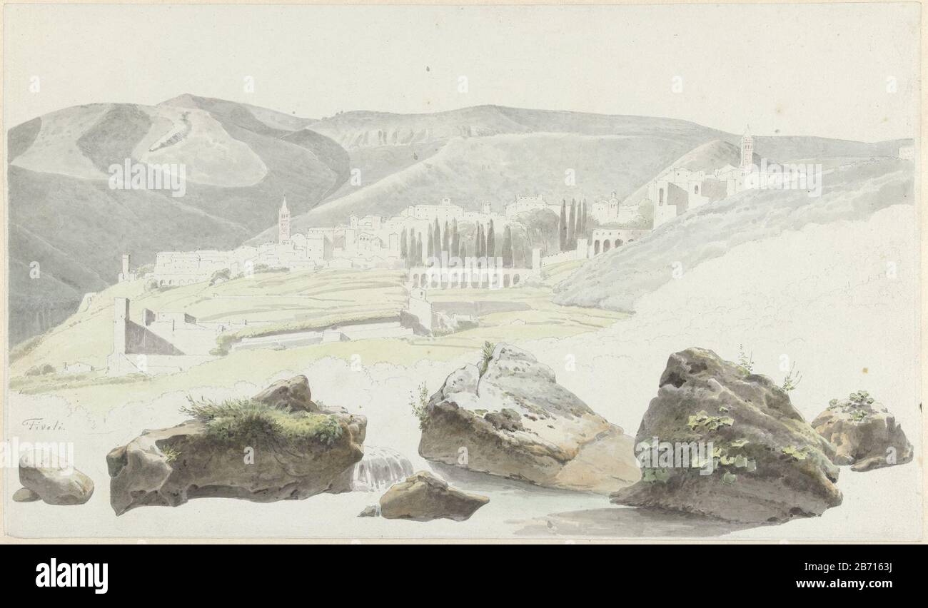 Landschap en stadsgezicht bij Tivoli Landscape and cityscape at Tivoli Object Type: drawing watercolor Item number: RP-T 1940-641 Manufacturer : artist: Joseph August Knip Dated: 1787 - 1847 Physical features: pencil, paintbrush in colors in watercolor materials: paper pencil watercolor technique: brush size : h 255 mm × W 435 mm Subject: landscapes in the temperate zonegeographical names of countries, regions, mountains, rivers, etc. (ITALY) (ITALY) names of cities and villages (Tivoli) Where: Tivoli Stock Photo