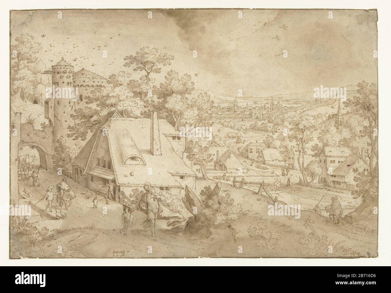 Landscape with Abraham and Isaac Property Type: Drawing Object number: RP-T 1931-181 Manufacturer : artist Jacob Savery (I) Dated: 1590 Physical features: signature in graphite or black chalk, brush and pen in brown material: paper chalk graphite ink technology: pen / brush dimensions: h 195 mm × W 288 mm Stock Photo