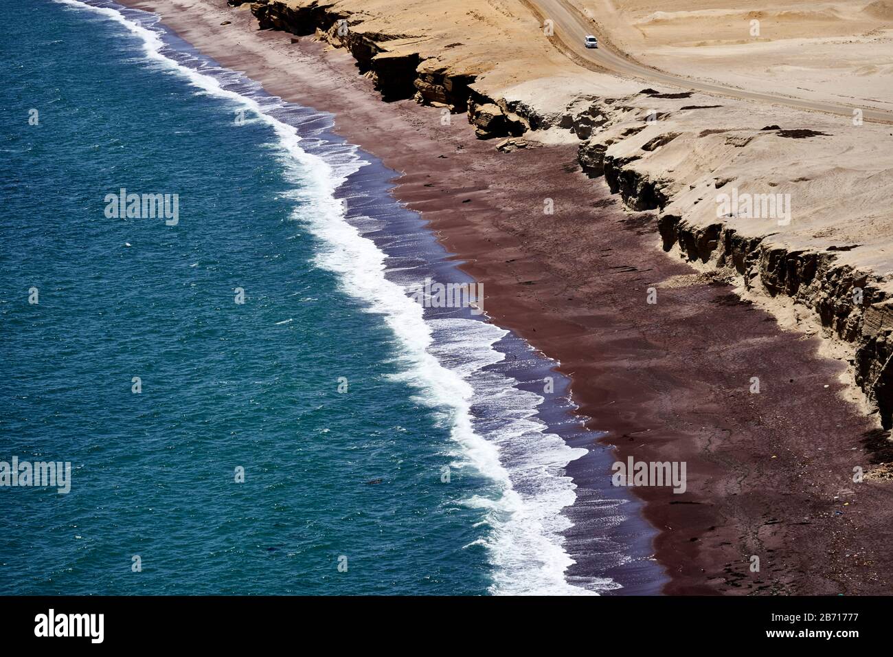 Red Beach at Paracas National Reserve Peru Stock Photo