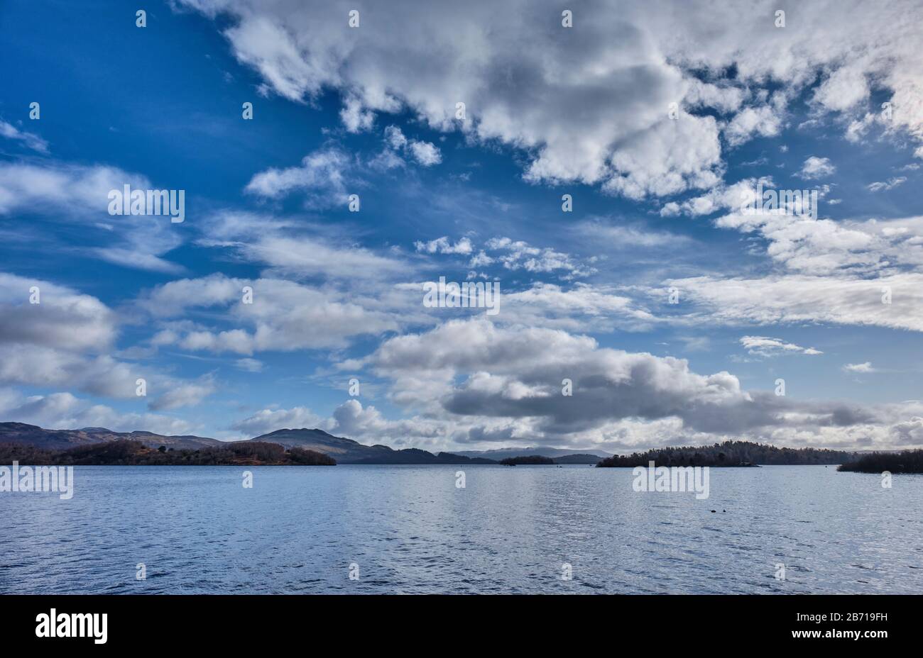 Looking south along Loch Lomond from Luss, Loch Lomond, Scotland Stock Photo