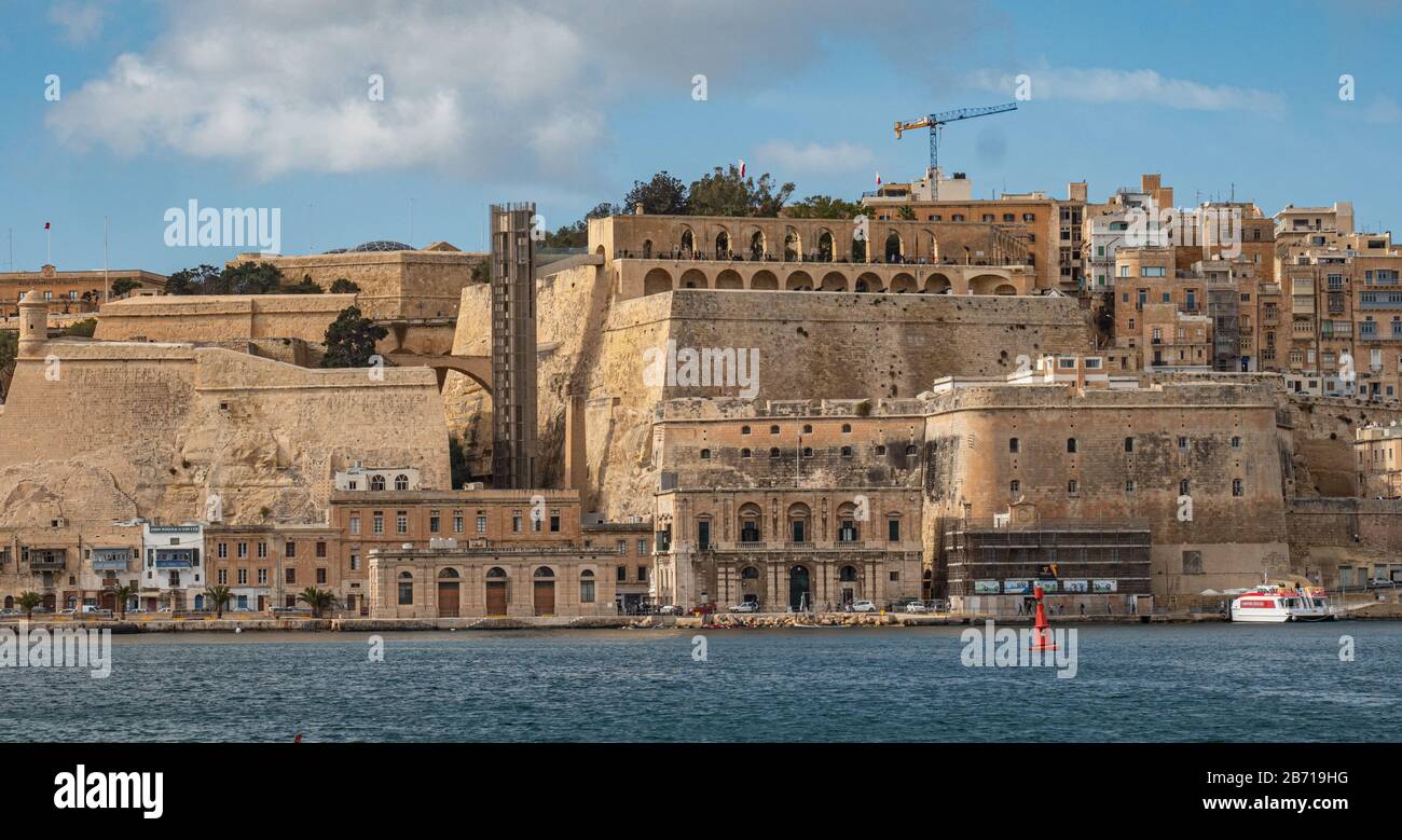 Valeta Typical cityscape of the historic district of Valletta Malta Stock ...