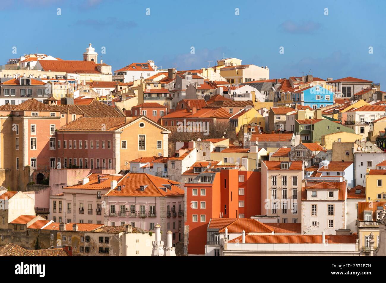 Lisbon, Portugal - 2 March 2020: Rooftop aerial view of Lisbon Stock Photo