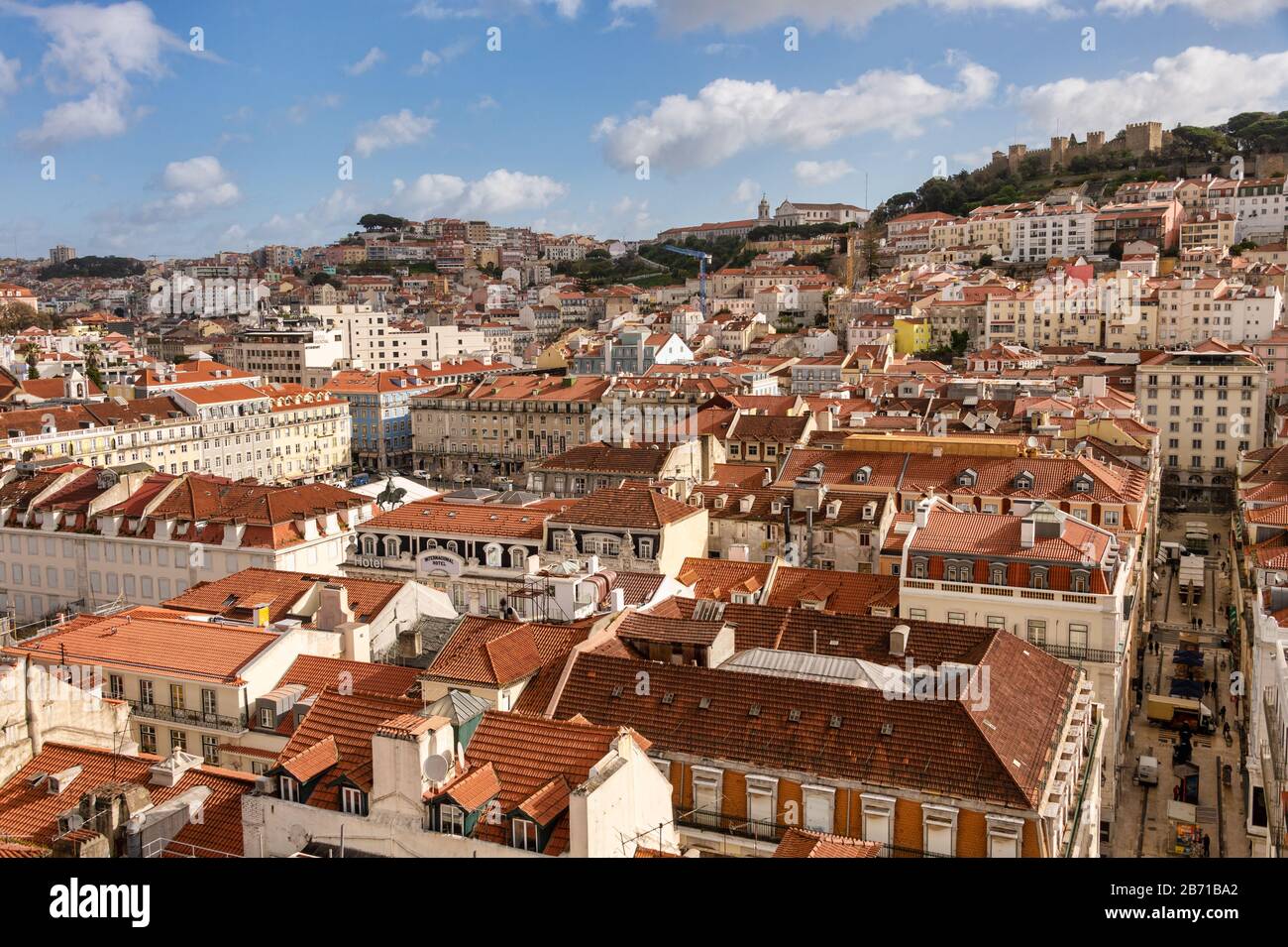 Lisbon, Portugal - 2 March 2020: Rooftop aerial view of Lisbon Stock Photo