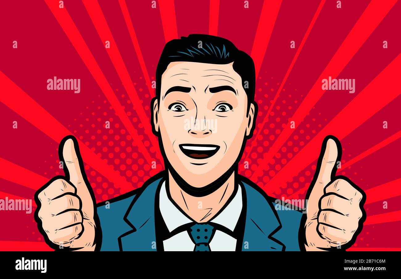 Vector Cartoon Illustration Of Man Or Businessman Showing Big Thumb Up  Gesture Stock Illustration - Download Image Now - iStock