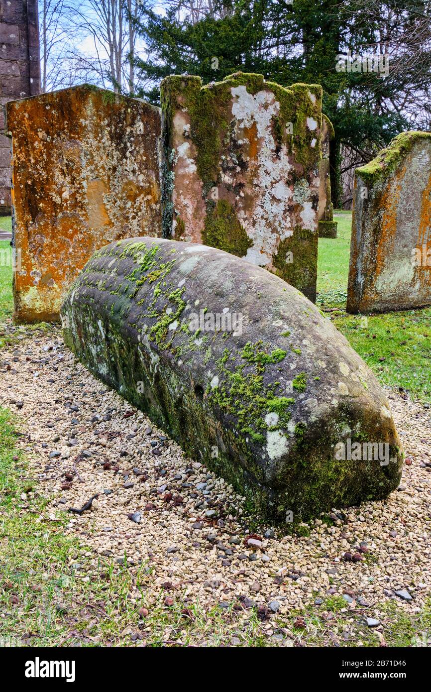 The Viking Hogback Stone of Luss, Luss Parish Church, Loch Lomond, Scotland Stock Photo