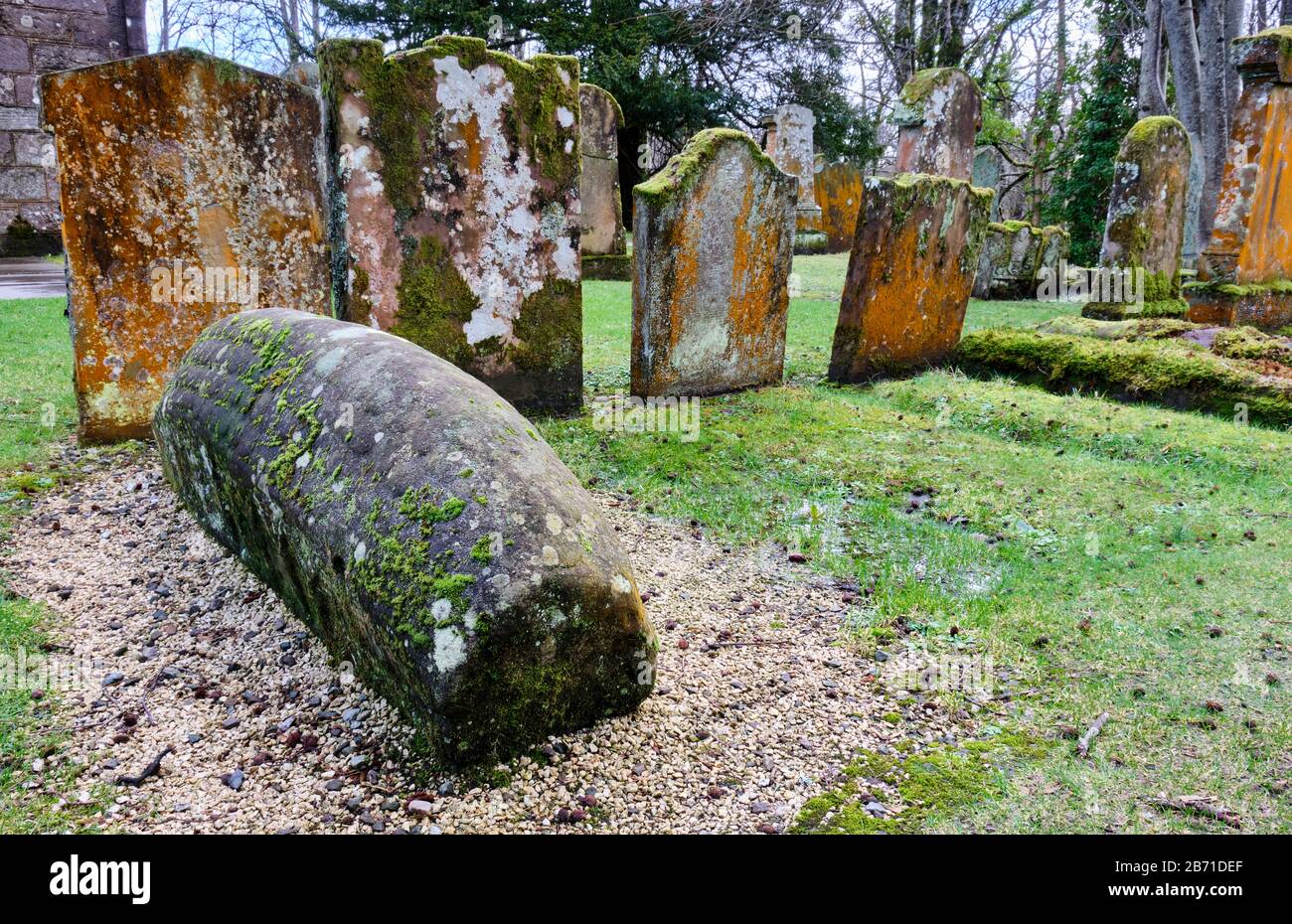 The Viking Hogback Stone of Luss, Luss Parish Church, Loch Lomond, Scotland Stock Photo