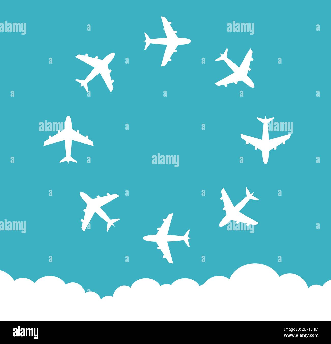 white airplanes inside a ring. Stock Vector