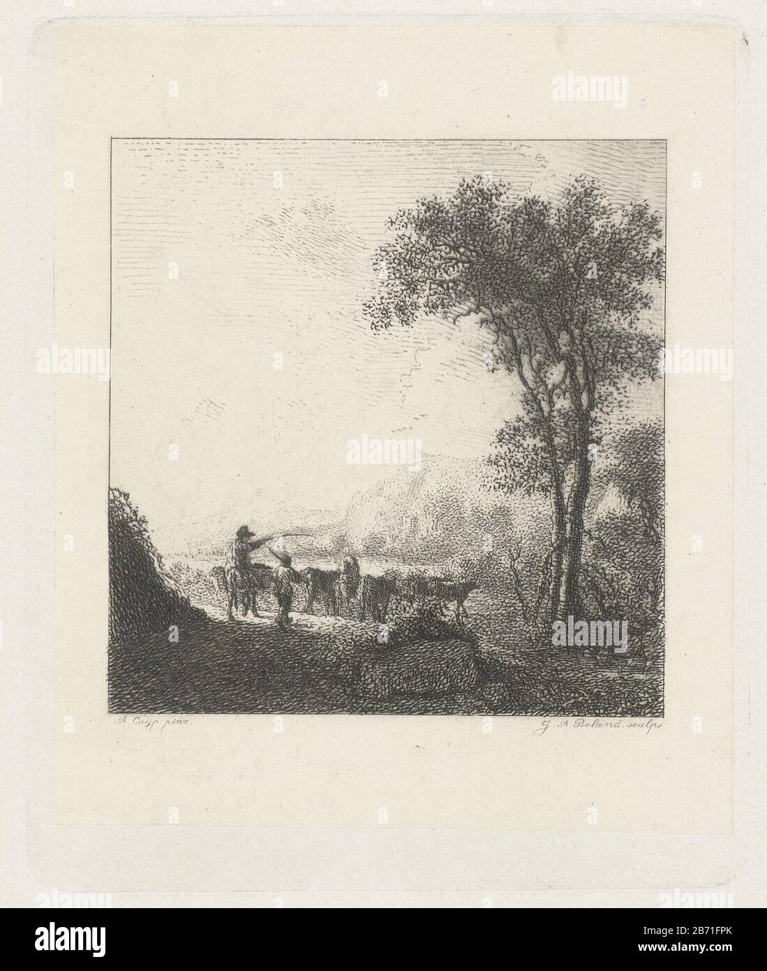 Landschap Met Herders En Vee Landscape With Shepherds And Vee