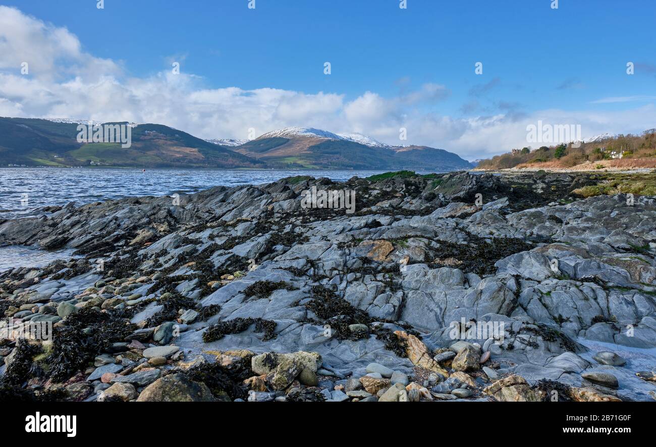 Looking up Loch Long from Cove, Argyll & Bute, Scotland Stock Photo