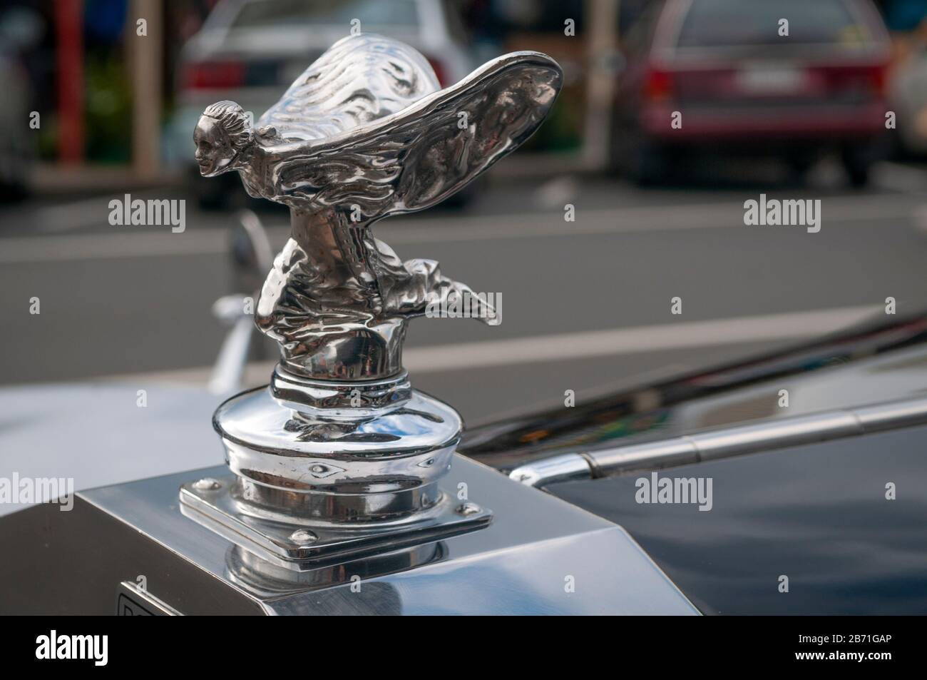 Spirit of Ecstasy' hood ornament on a Rolls Royce silver ghost limousine,  photographed in Thames, New Zealand on the Coromandel coast Stock Photo -  Alamy