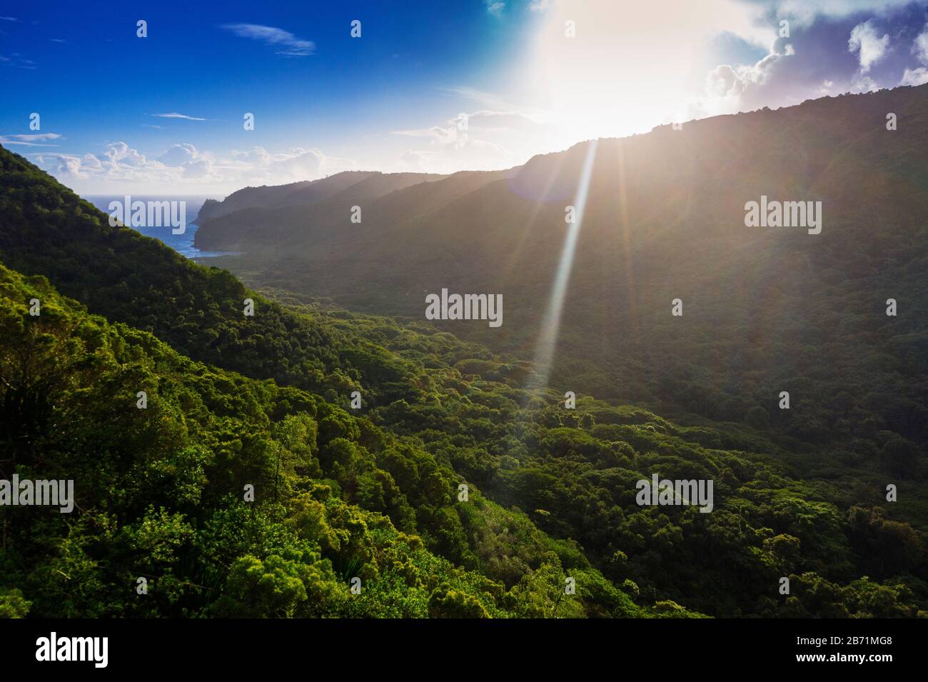 United States of America, Hawaii, Molokai island, aerial view of Halawa valley Stock Photo