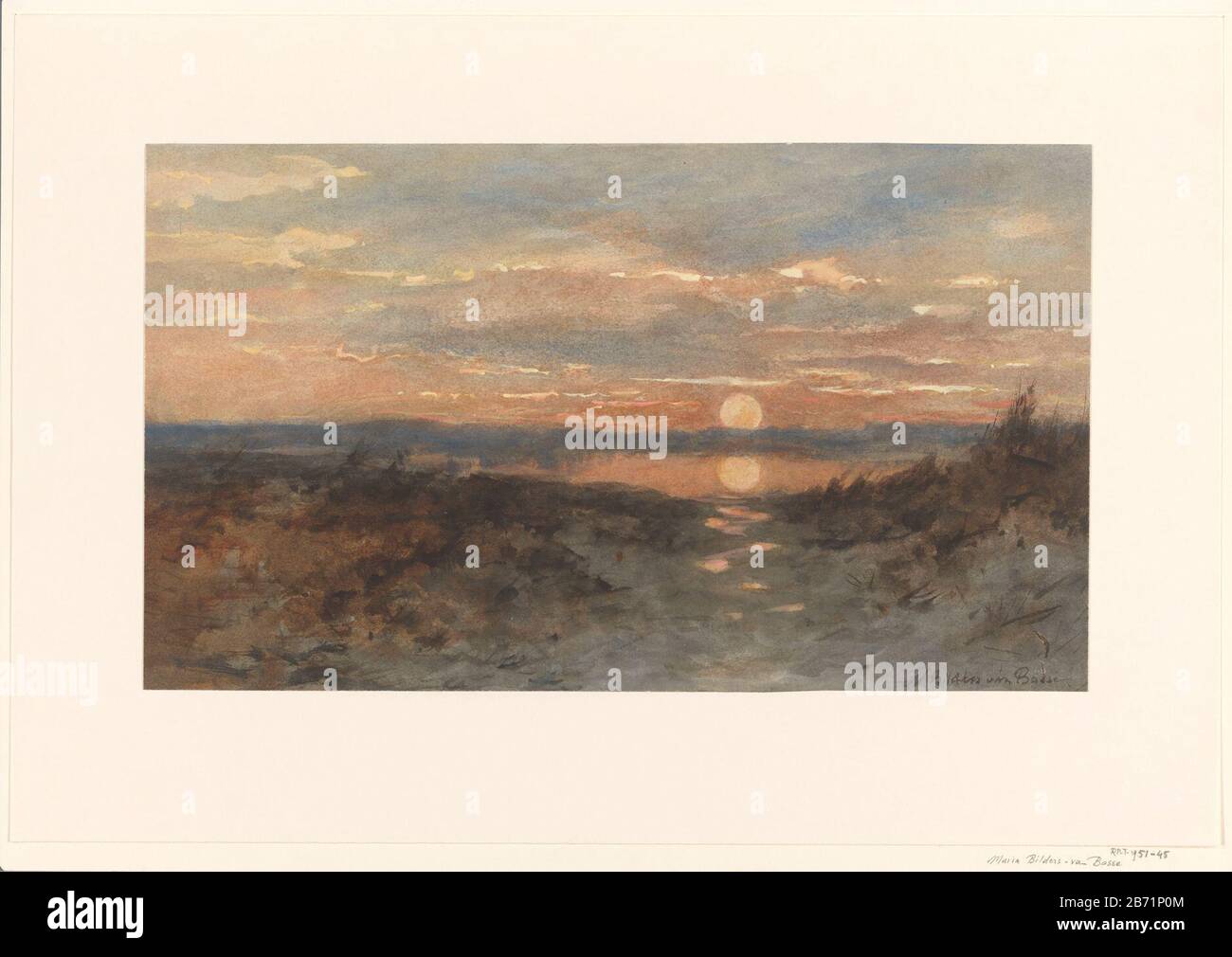 Landschap Met Zonsondergang Landscape With Sunset Object Type Drawing Watercolor Object Number Rp T 1951 45 Manufacturer Draftsman Maria Bilders By Boss Date 1847 1900 Physical Characteristics Brush In Color Material Paper Watercolor Technique