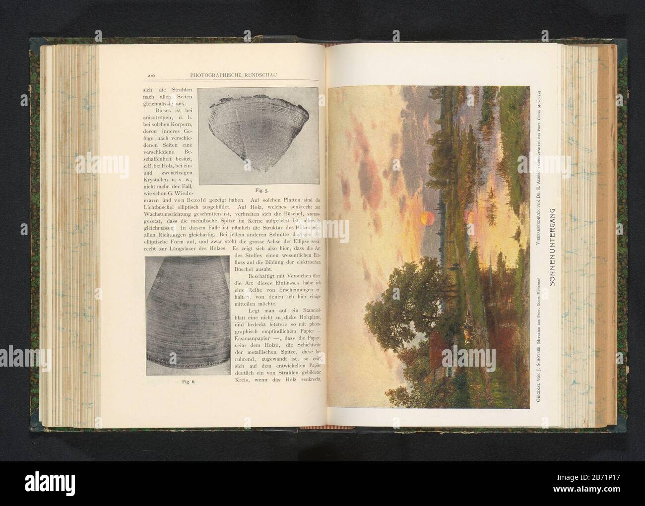 Landschap met zonsondergang Sonnenuntergang (titel op object) Landscape with sunset balconies untergang (title object) Property Type: photomechanical print page Item number: RP-F 2001-7-968-2-118 Inscriptions / Brands: inscription, recto, printed: 'Beilage zur Fest number of Phot . Rundschau anlässlich des 10Jähr. Best Hens des Phot. Clubs München' Manufacturer : Photographer: J. Schoyrer (listed building) clichémaker E. Albert & Co. (Possible) printer E. Albert & Co. (Shown on object) Place manufacture: Munich Dating: ca. 1894 - in or in front 1899 Material: paper Technique: vierkleurenautoty Stock Photo