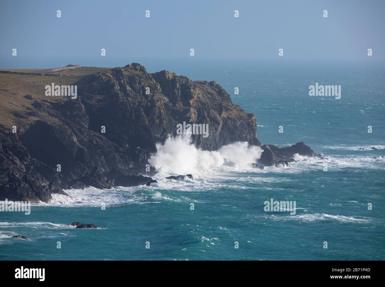 Waves off the Lizard Coast Cornwall Stock Photo