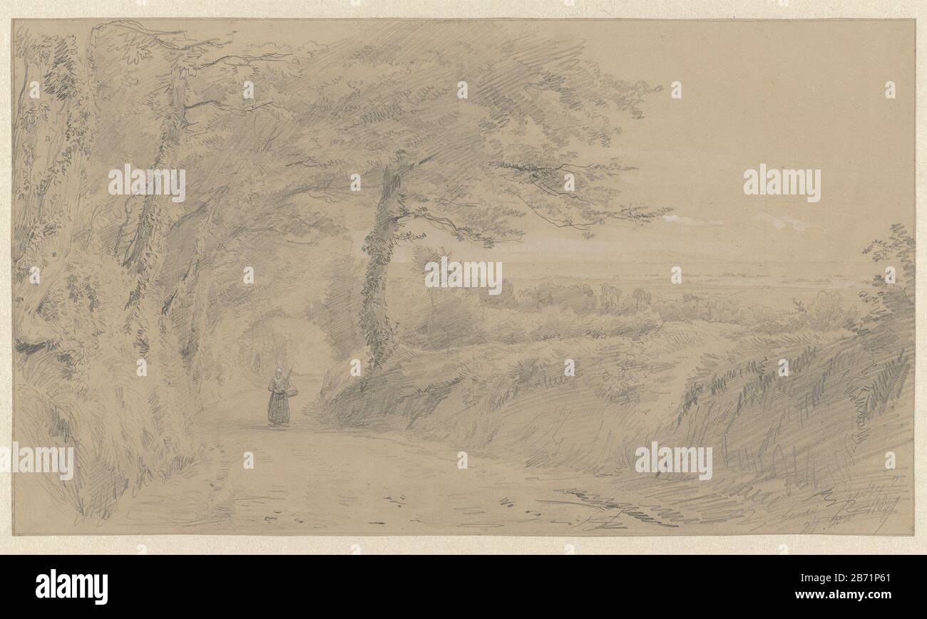 Landschap op Jersey Landscape Jersey Property Type: Drawing Object number:  RP-T 1912-23 Manufacturer : artist: Pierre Louis Dubourcq Dating: Aug 27  1849 Physical features: brush in white, pencil material: Paper Pencil  Technique: