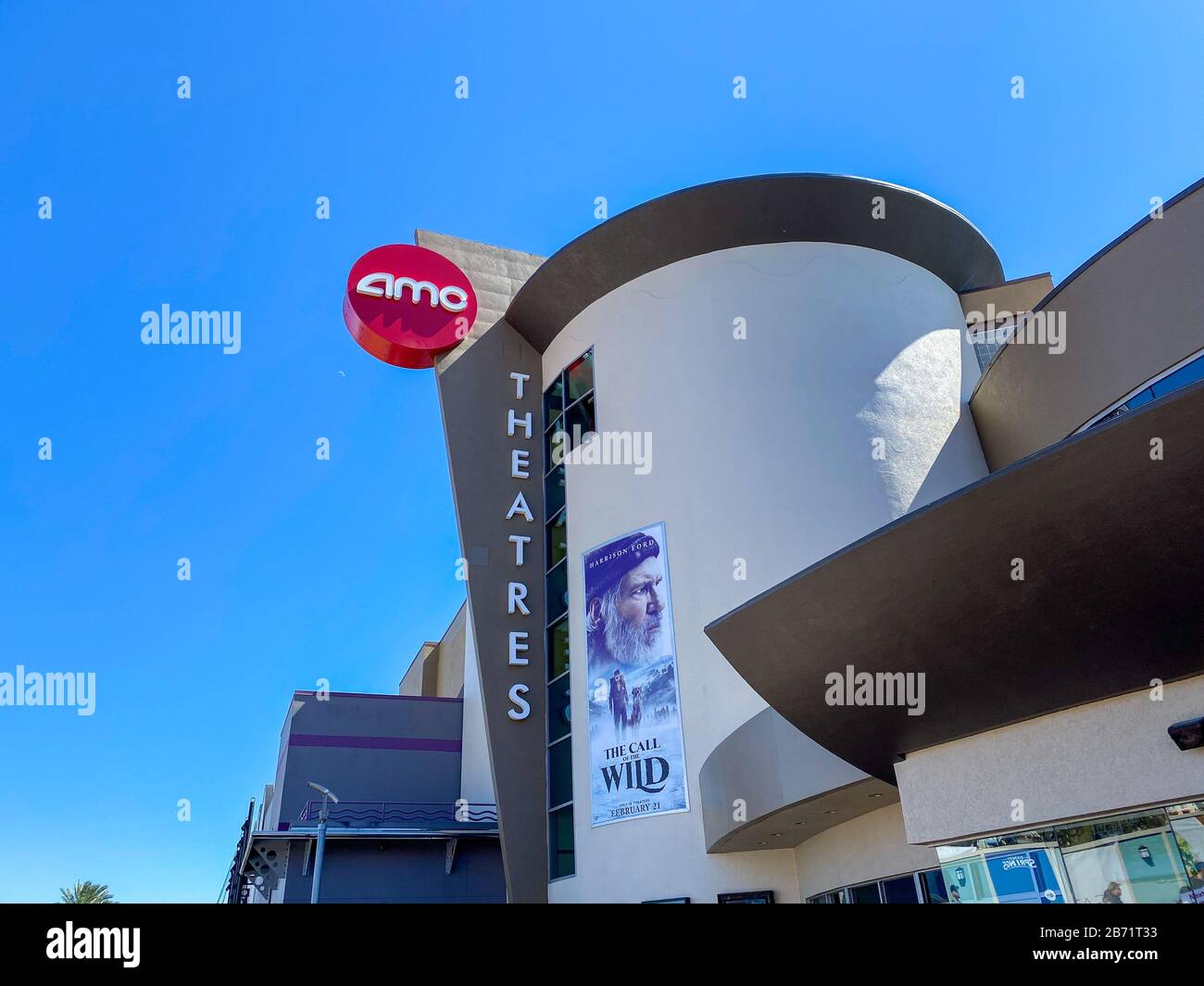 Orlando, FL/USA-2/29/20: An AMC Dine-In Theatre at an outdoor mall in Orlando, Florida. Stock Photo