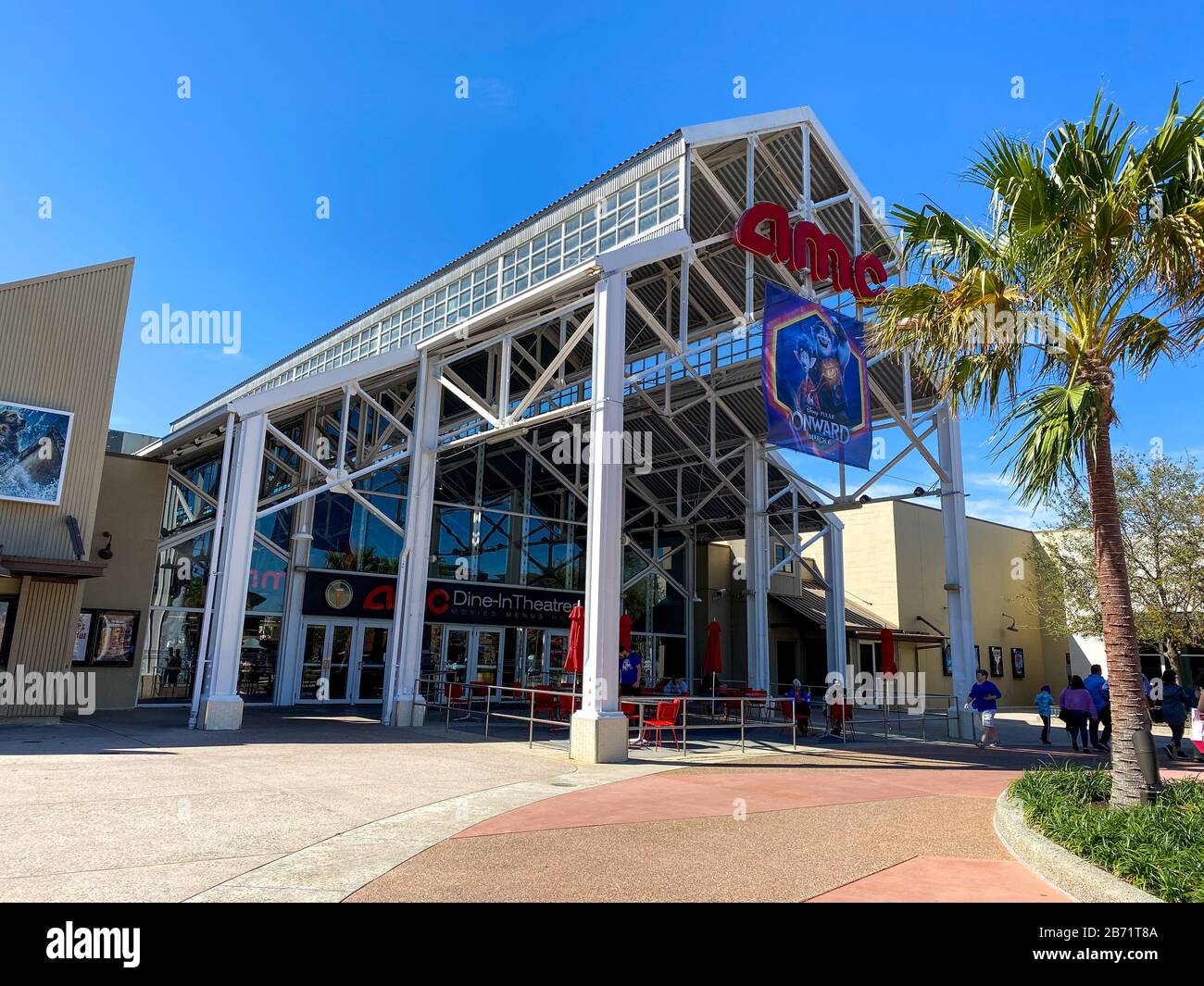 Orlando, FL/USA-2/29/20: An AMC Dine-In Theatre at an outdoor mall in Orlando, Florida. Stock Photo