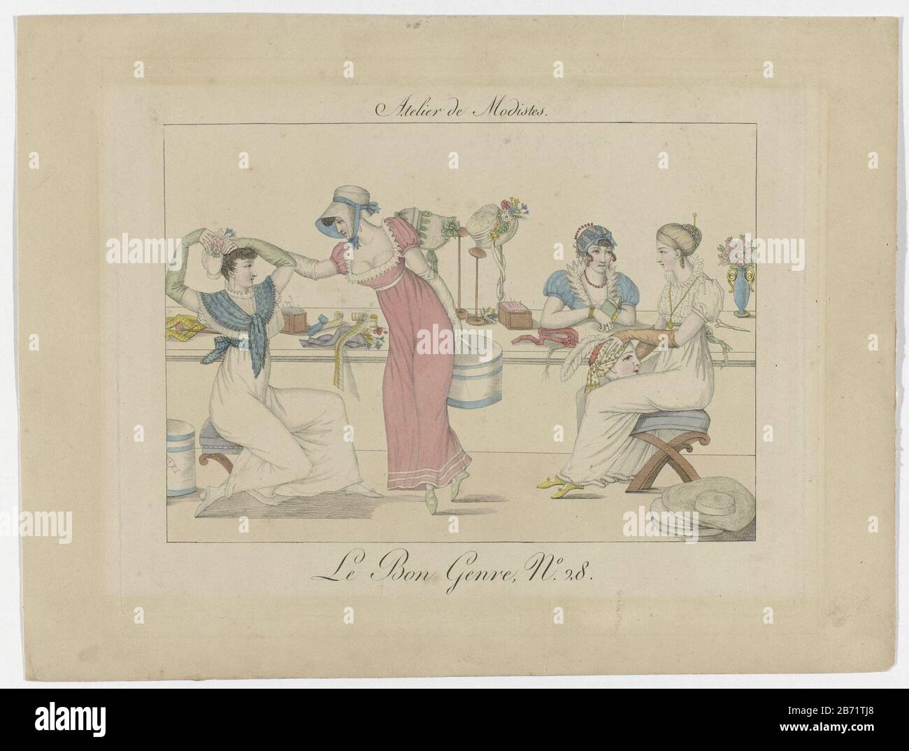 Le Bon Genre 1817 No 28 Atelier De Modistes Workshop Modistes