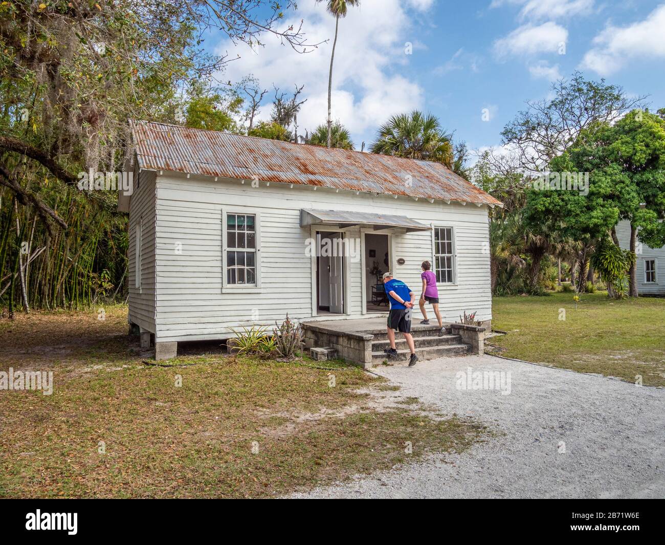Restored and nationally registered historic buildings in the Koreshan settlement in Koreshan State Park  in Estero Florida Stock Photo