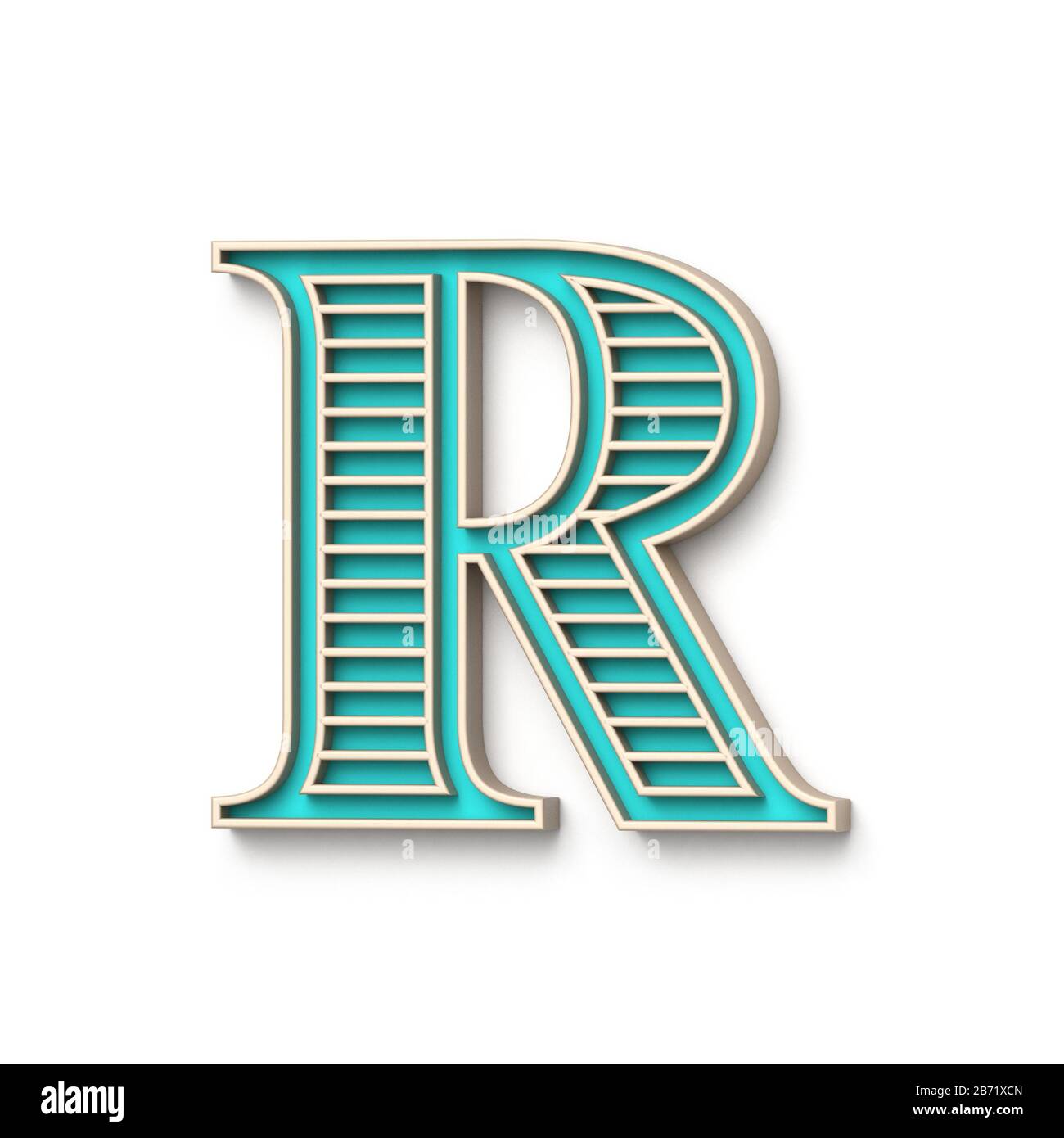 Classic old fashioned font Letter R 3D render illustration isolated on ...