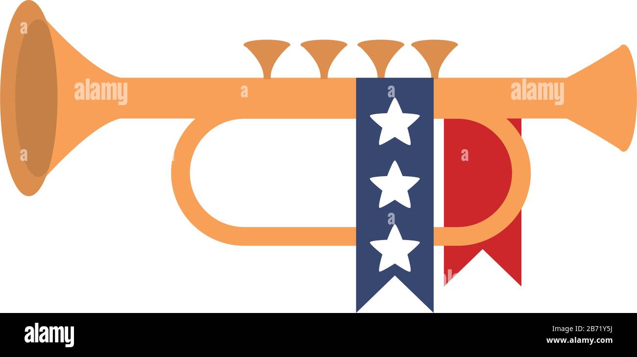 memorial day trumpet ribbon decoration american celebration vector