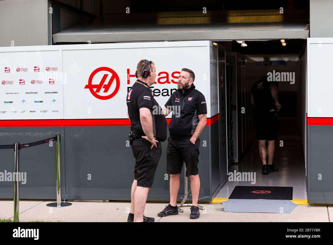 Melbourne, Australia . 13th Mar, 2020. Formula One, Australian Grand Prix, Practice Day; Haas garage Credit: Action Plus Sports Images/Alamy Live News Stock Photo