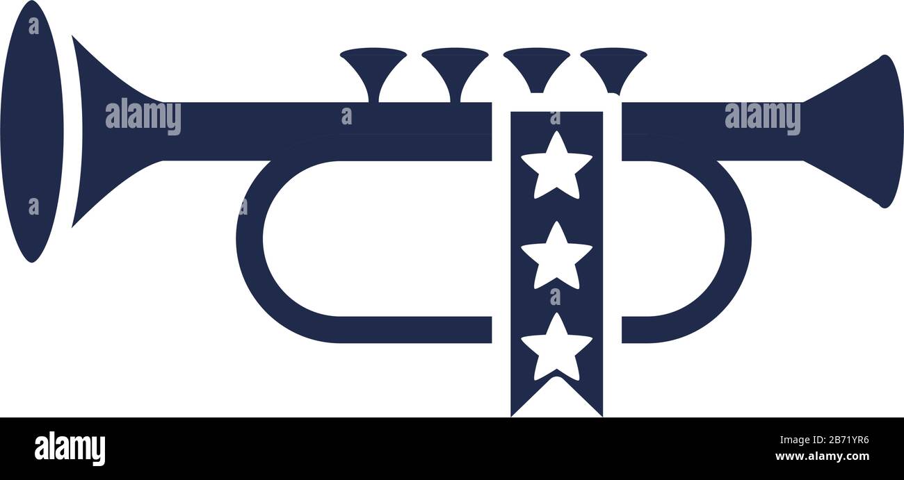 memorial day trumpet ribbon decoration american celebration vector